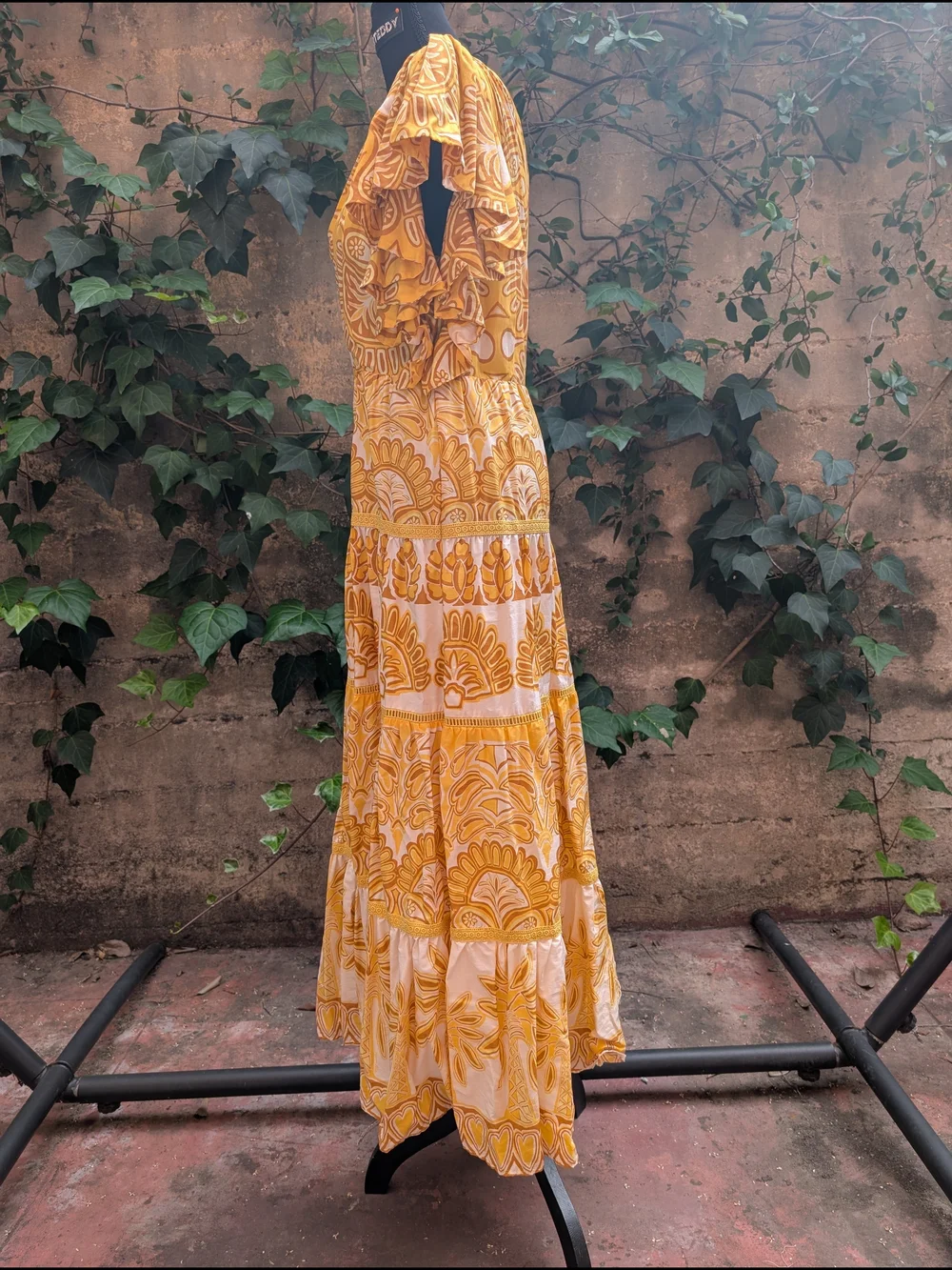 FARM Rio One-Shoulder Yellow & Cream Patterned Maxi Dress - Picture 10 of 13